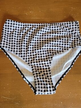 Black and White Gingham High Waist Bikini Bottoms Size XS
